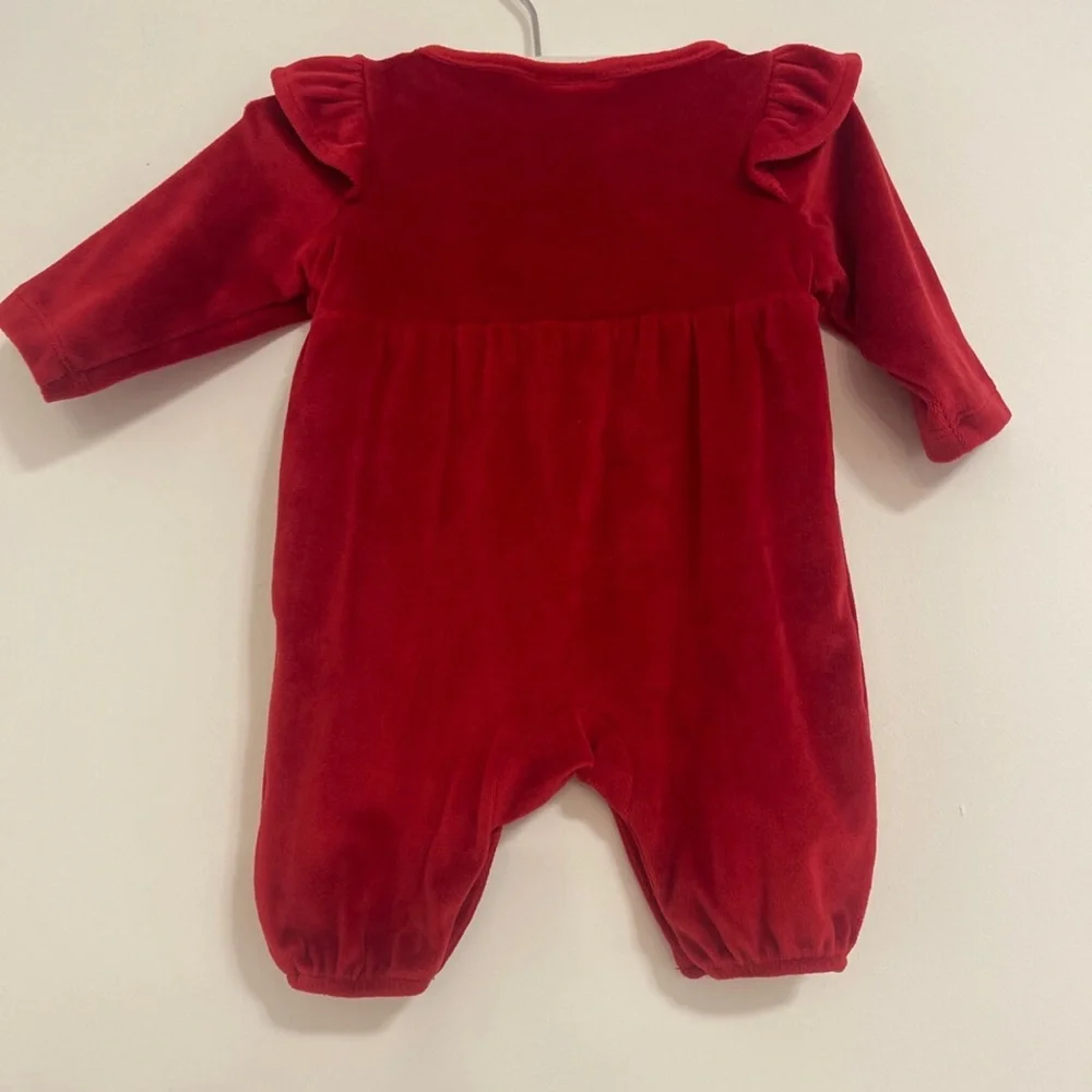 Okie Dokie Newborn Red Velour Outfit